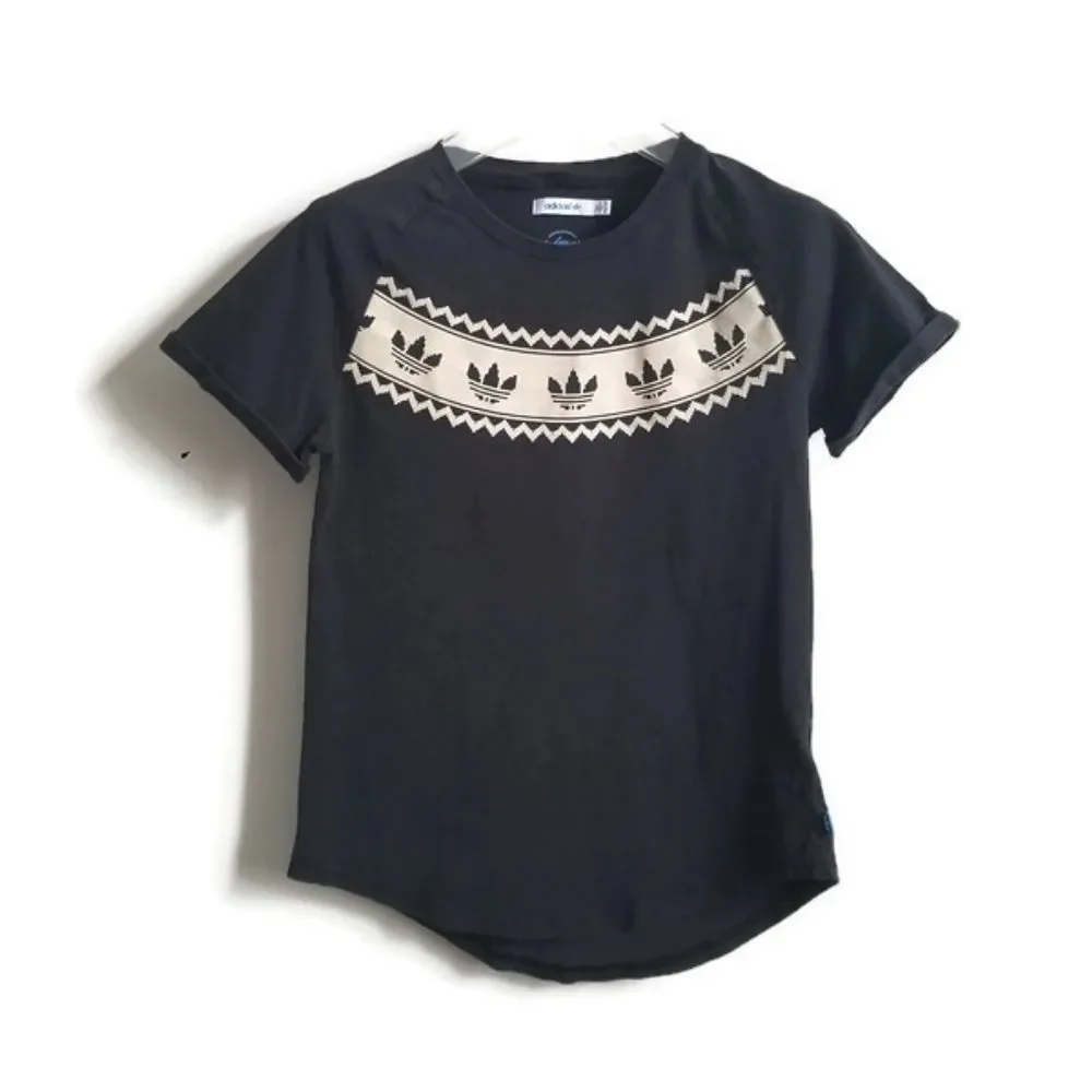 *SOLD* Adidas tee shirt black cream logo sz XS - Picture 1 of 6